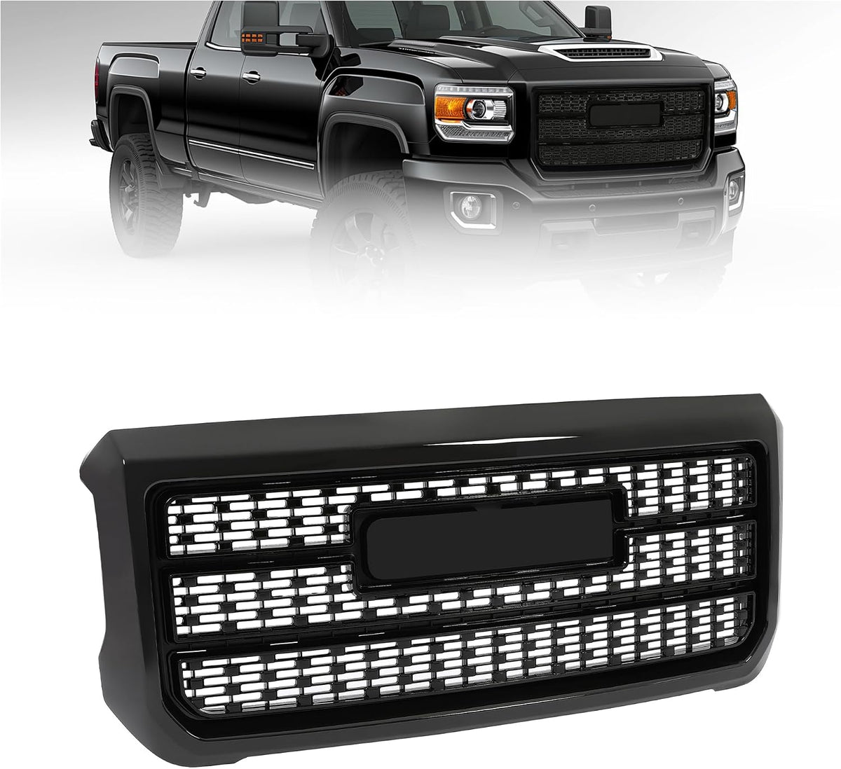 KUAFU Front Bumper Grille Compatible with 2015-2019 Sierra 2500HD 3500HD