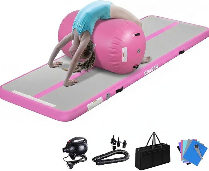 Gymnastics Mat with Air Roller, Pink, 3.3ftx23.6inch
