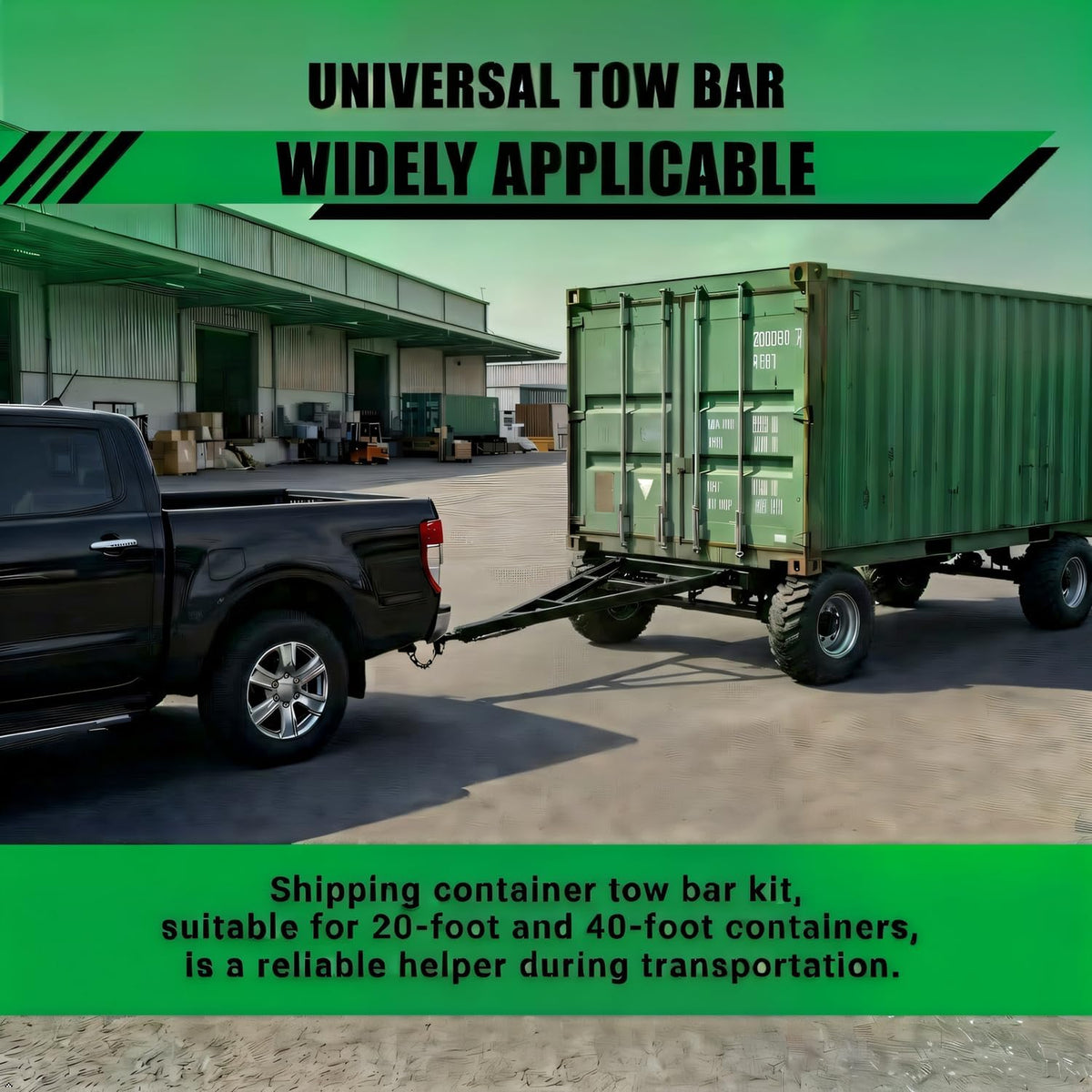 Standard Shipping Container Tow Bar Kit (96.07") - 14,000 LBS Heavy Duty Tow Hitch