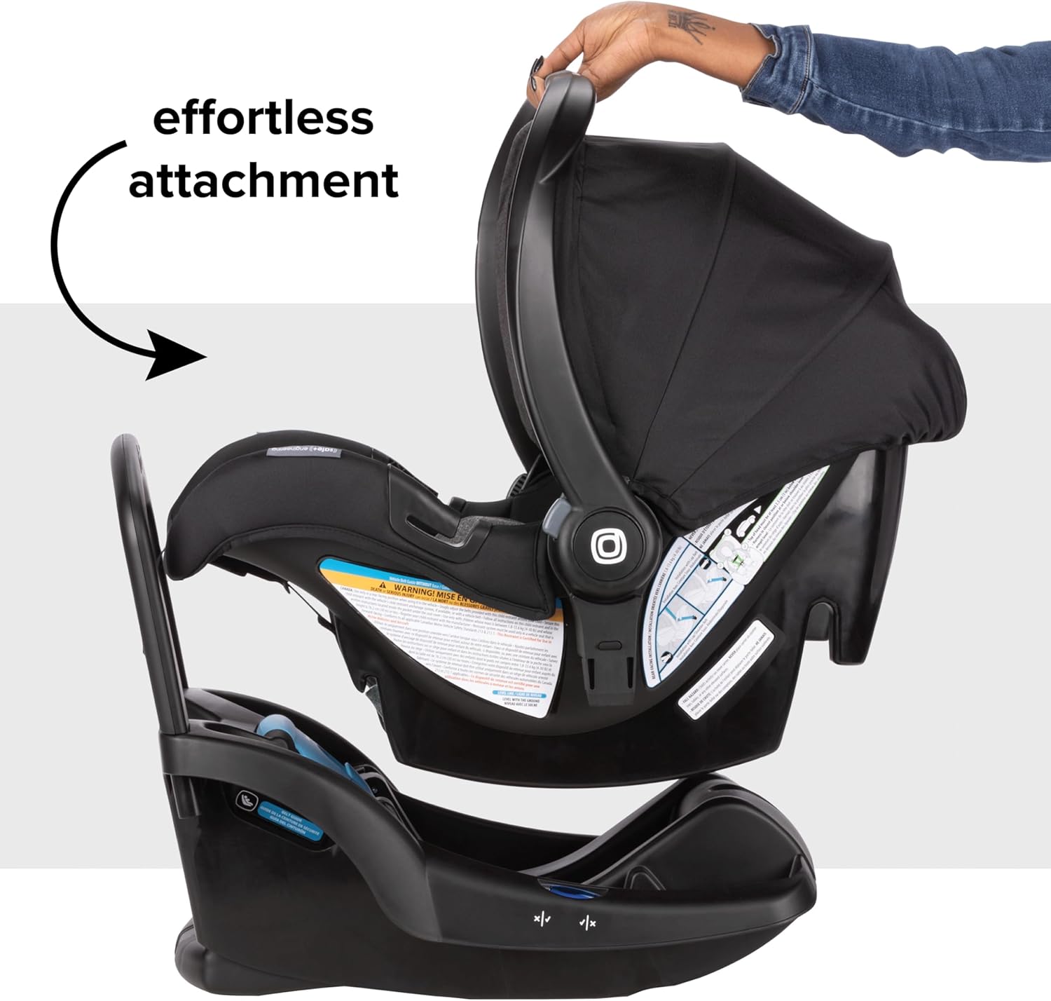 , Rear-FacDiono LiteClik 30 R SafePlus Infant Car Seat and Baseing for Infants 4-30lbs, SafePlus Engineering, with Infant Insert, UPF 50+ Sunshade (Black)