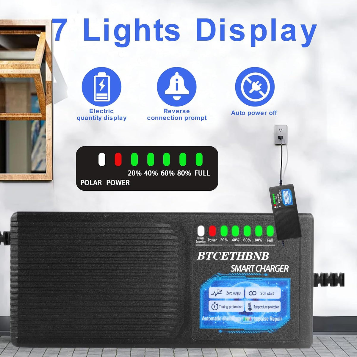 48V20AH Lead Acid Battery Charger Input AC110V-220V Auto Shut Off 3 Holes Plug