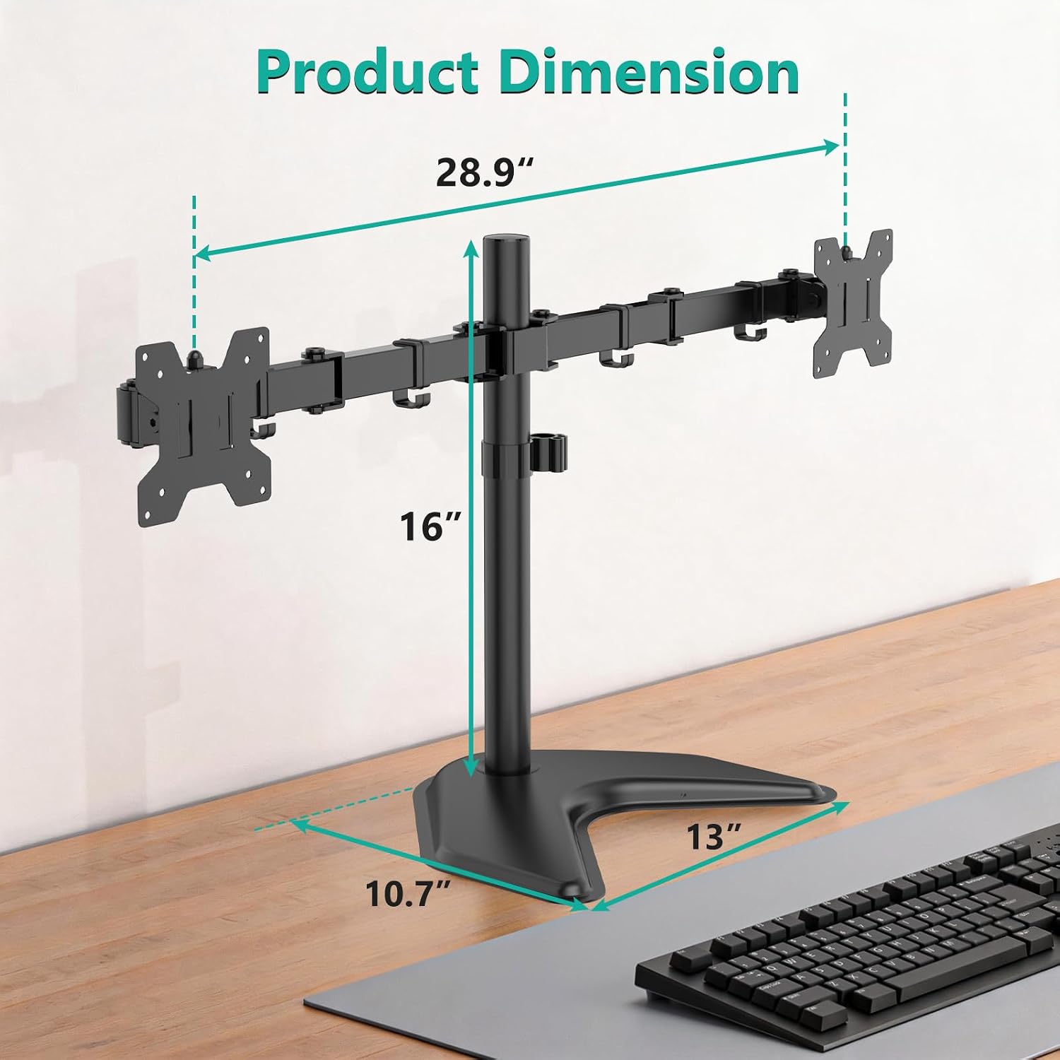 WALI Dual Monitor Arm up to 27 inch, (MF002), Black