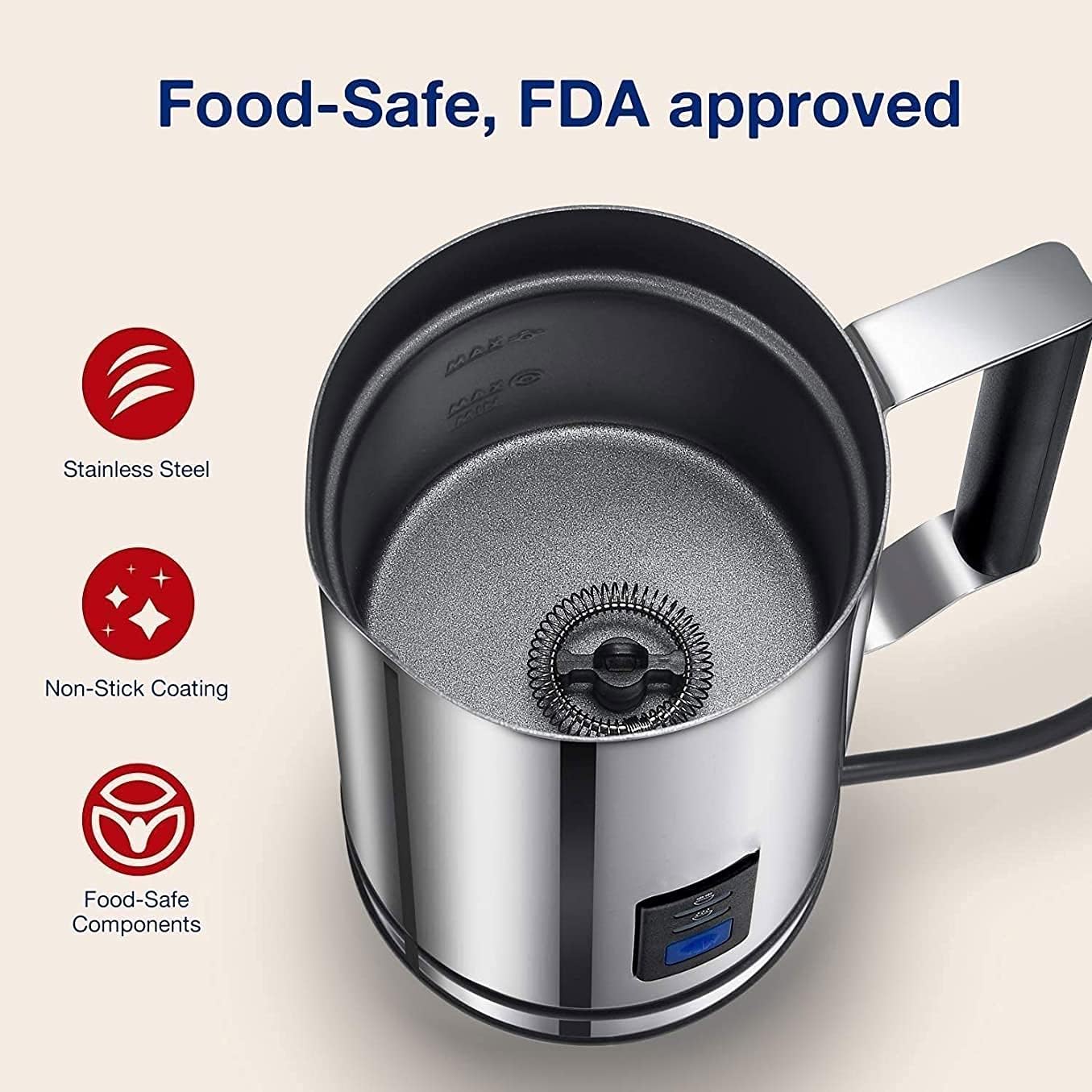 Milk Frother Machine Milk Steamer Stainless Steel Automatic