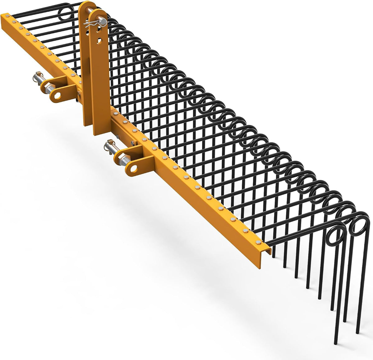 Durable Powder Coated Steel Pine Straw Rake 72" YELLOW BLACK