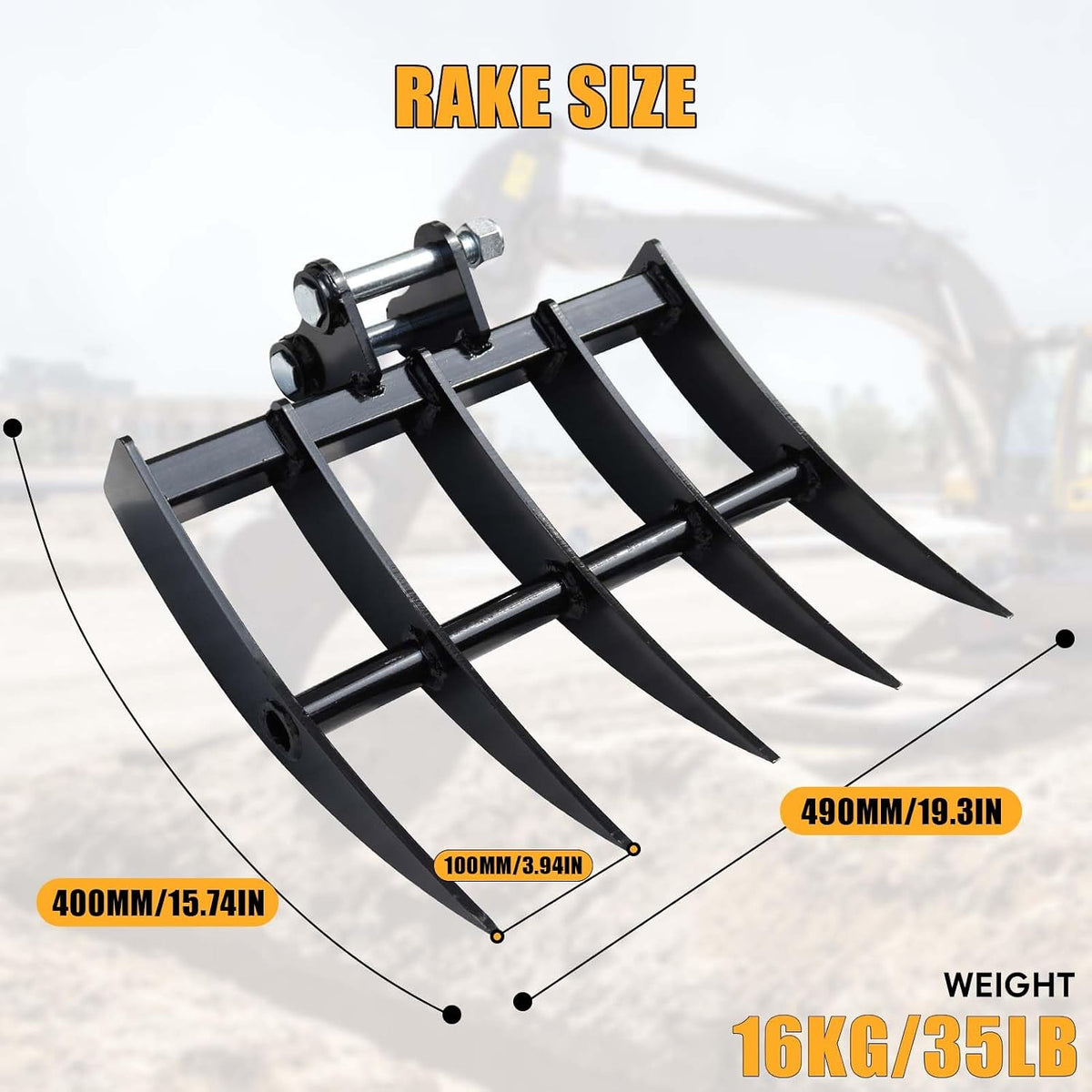 Mini Excavator Attachment Ripper, Suitable for 0.8-1.8 Tons Small Excavators Land Clearing