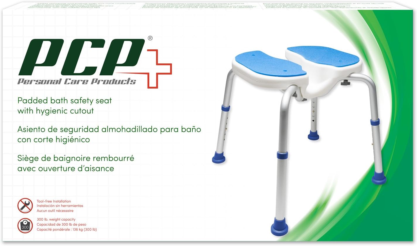PCP Bath Safety Bench, Padded Non-Slip Top