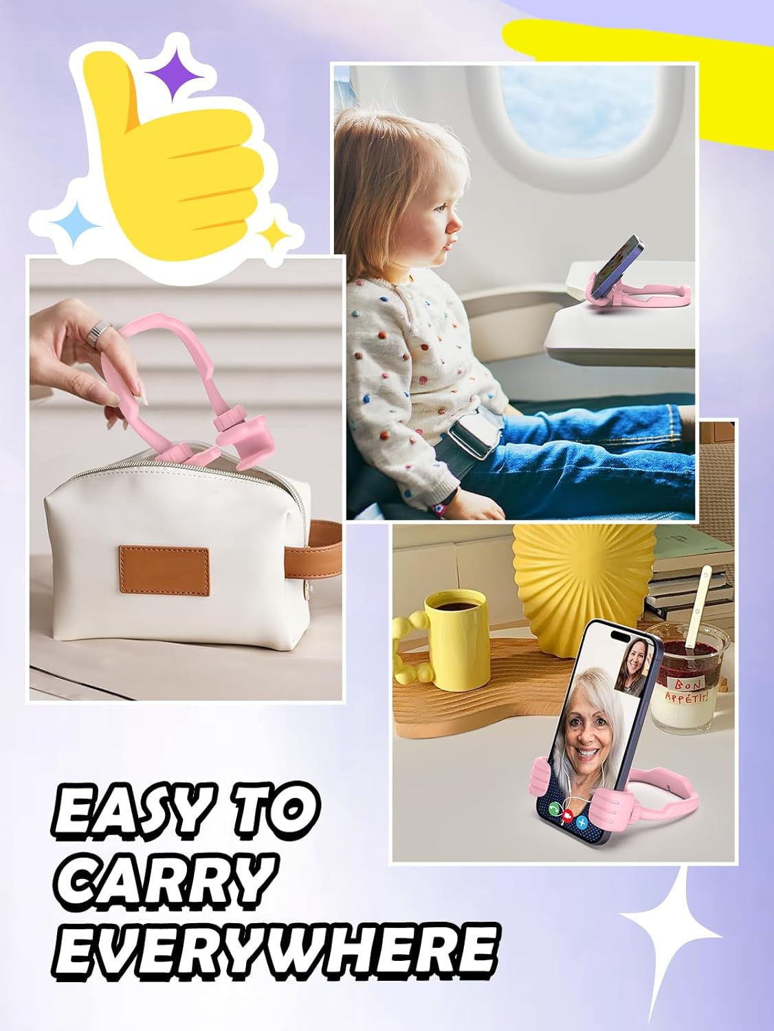 Cell Phone Stand: 2 Pack Purple and G