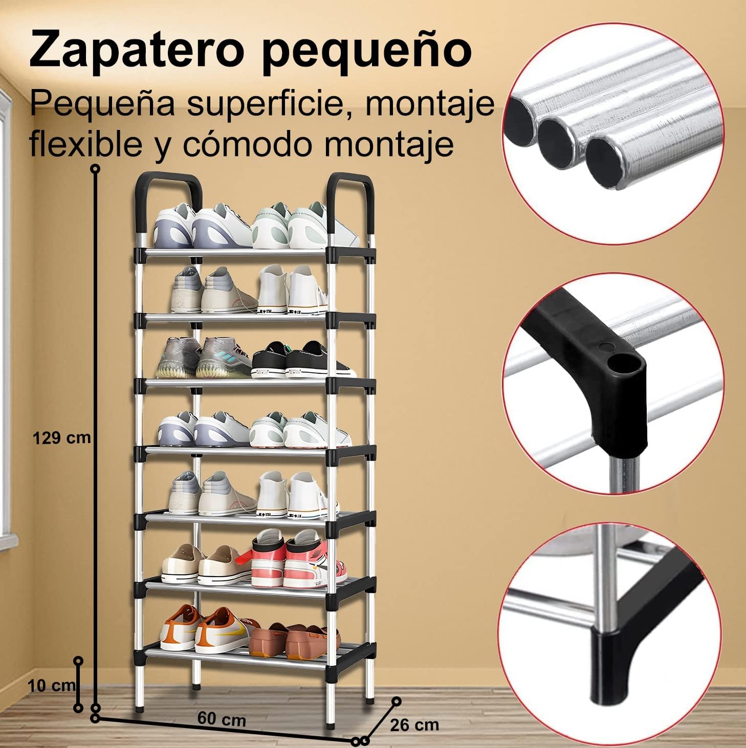 Shoe Rack 7 Levels, Stainless Steel Shoe Rack Organizer
