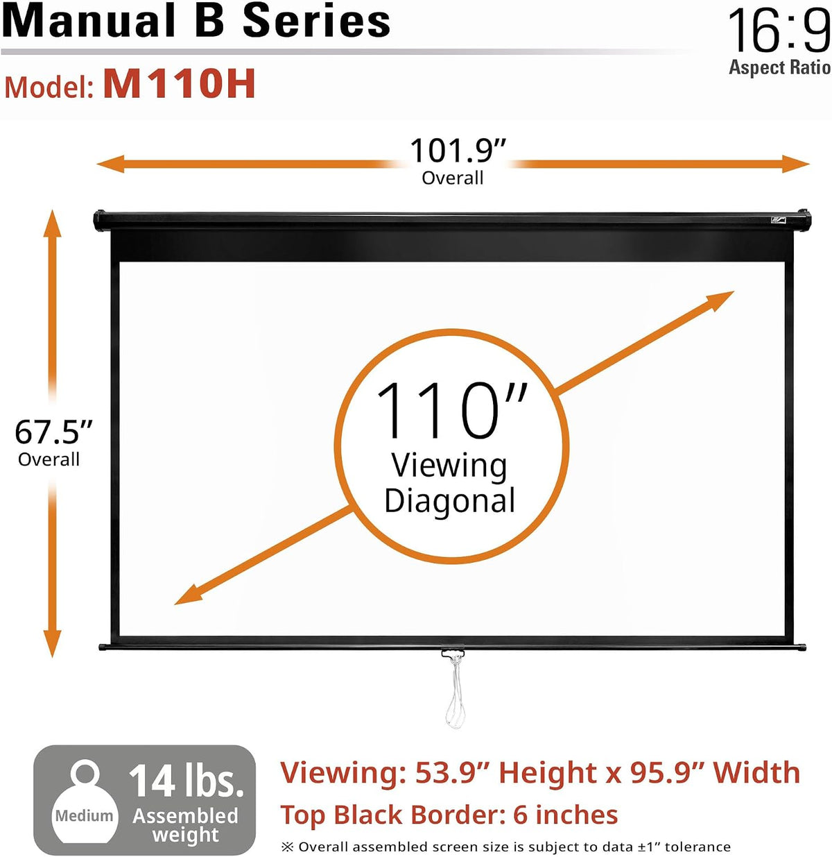 Elite Screens Manual B 110-INCH Manual Pull Down Projector