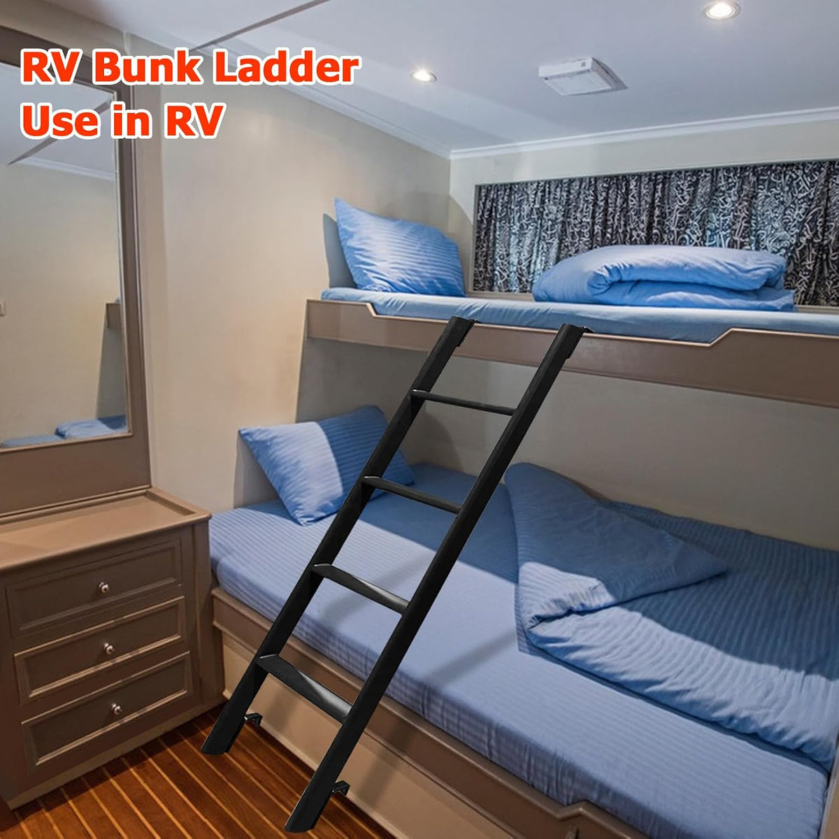 RV Bunk Bed Ladder, 55Inch Heavy Duty Travel Trailer Bed Ladders, (Black, 55inch)