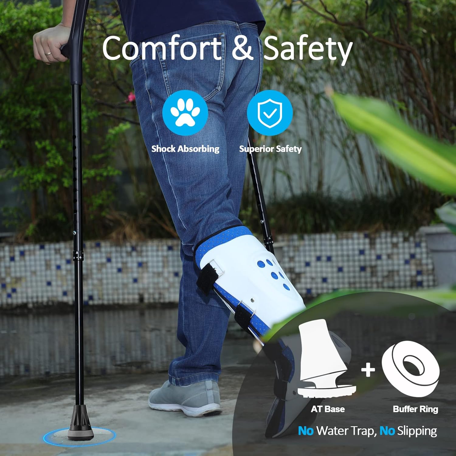 Rehand Cane Tips, Blue All Terrain Tip