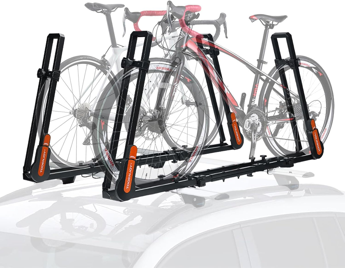 Roof Mount Bicycle Car Rack, Upright 2-Bike Rooftop Mount Rack, TOOENJOY
