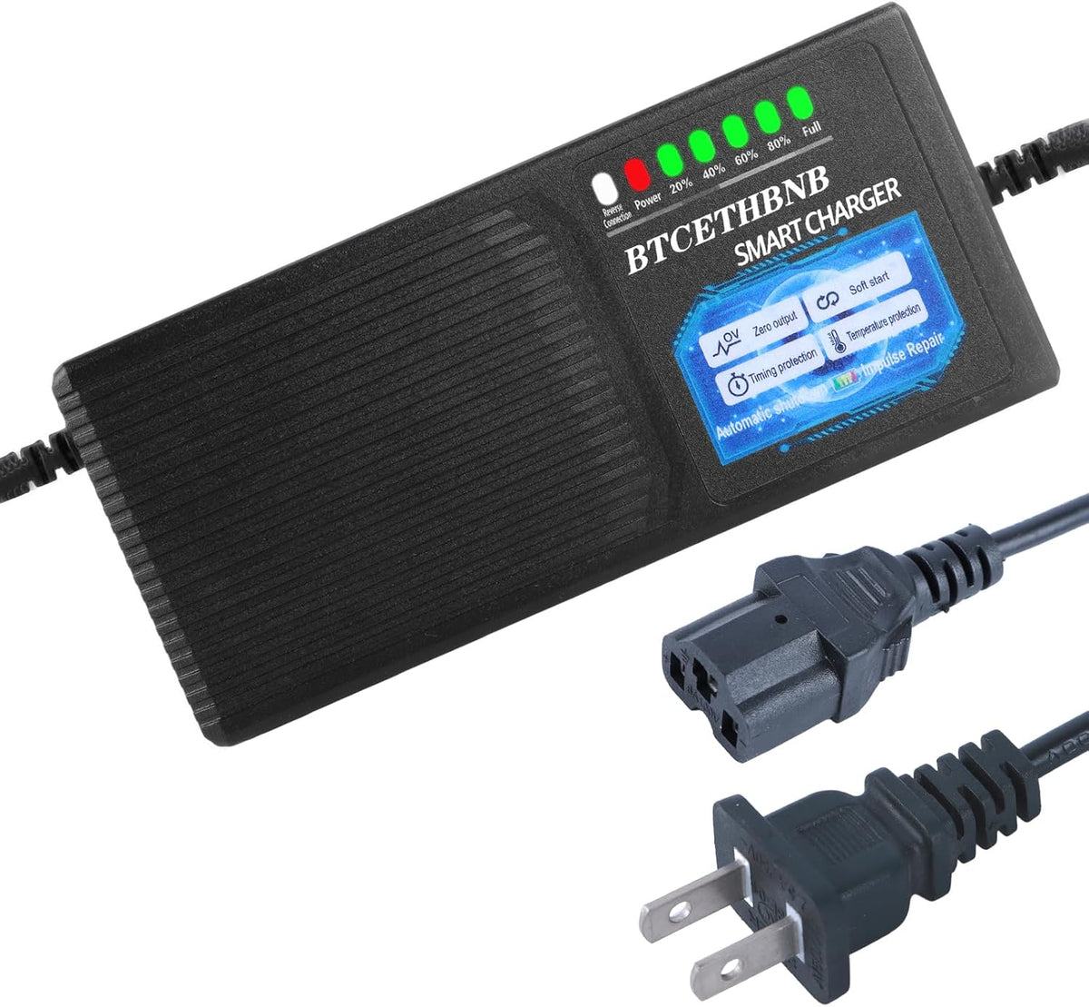 48V20AH Lead Acid Battery Charger Input AC110V-220V Auto Shut Off 3 Holes Plug