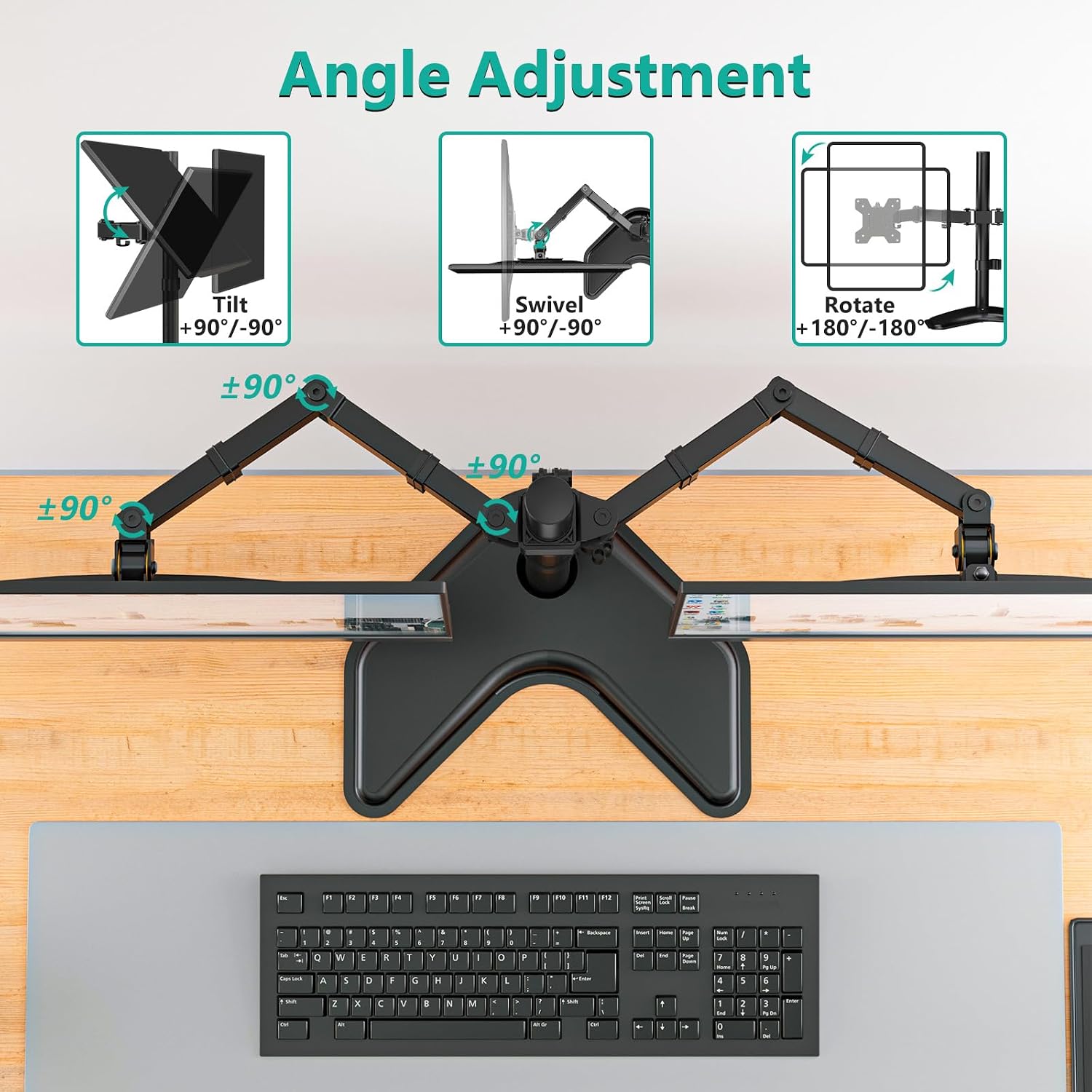 WALI Dual Monitor Arm up to 27 inch, (MF002), Black