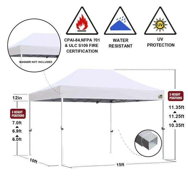 Eurmax USA 10'x15' Pop Up Canopy Tent Commercial Instant Canopies