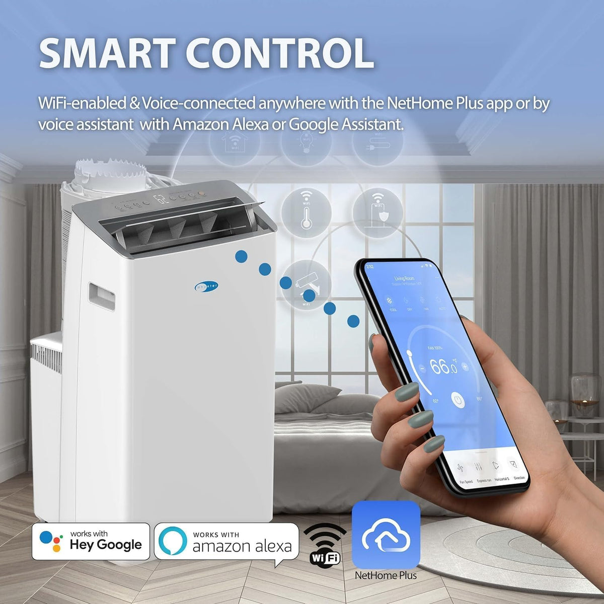 Whynter ARC-1230WN 14,000 BTU (12,000 BTU SACC) NEX Inverter Dual Hose Cooling Mobile Air Conditioner
