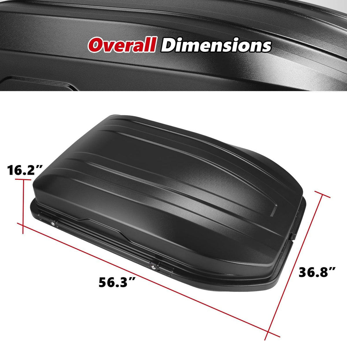 DNA MOTORING Rooftop Cargo Box, 13 Cubic Ft 110 lbs