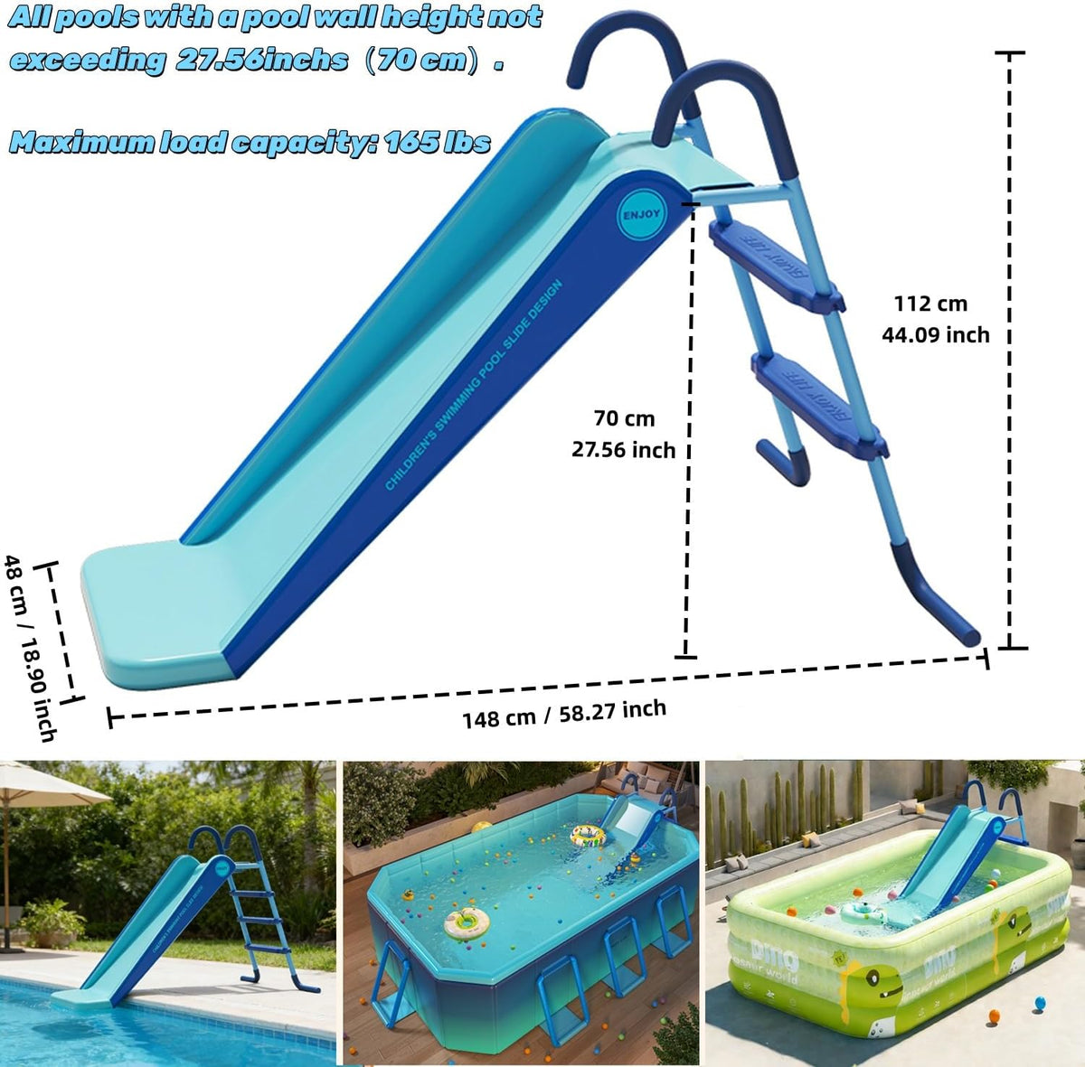 Pool Slide Foldable Pool Water Slide, BLUE