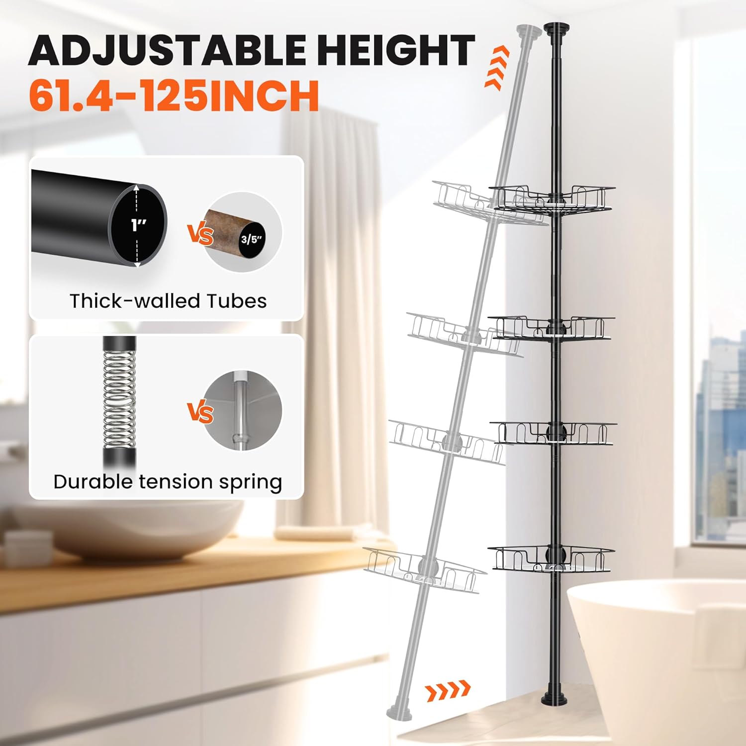 Matte Black Shower Corner Caddy