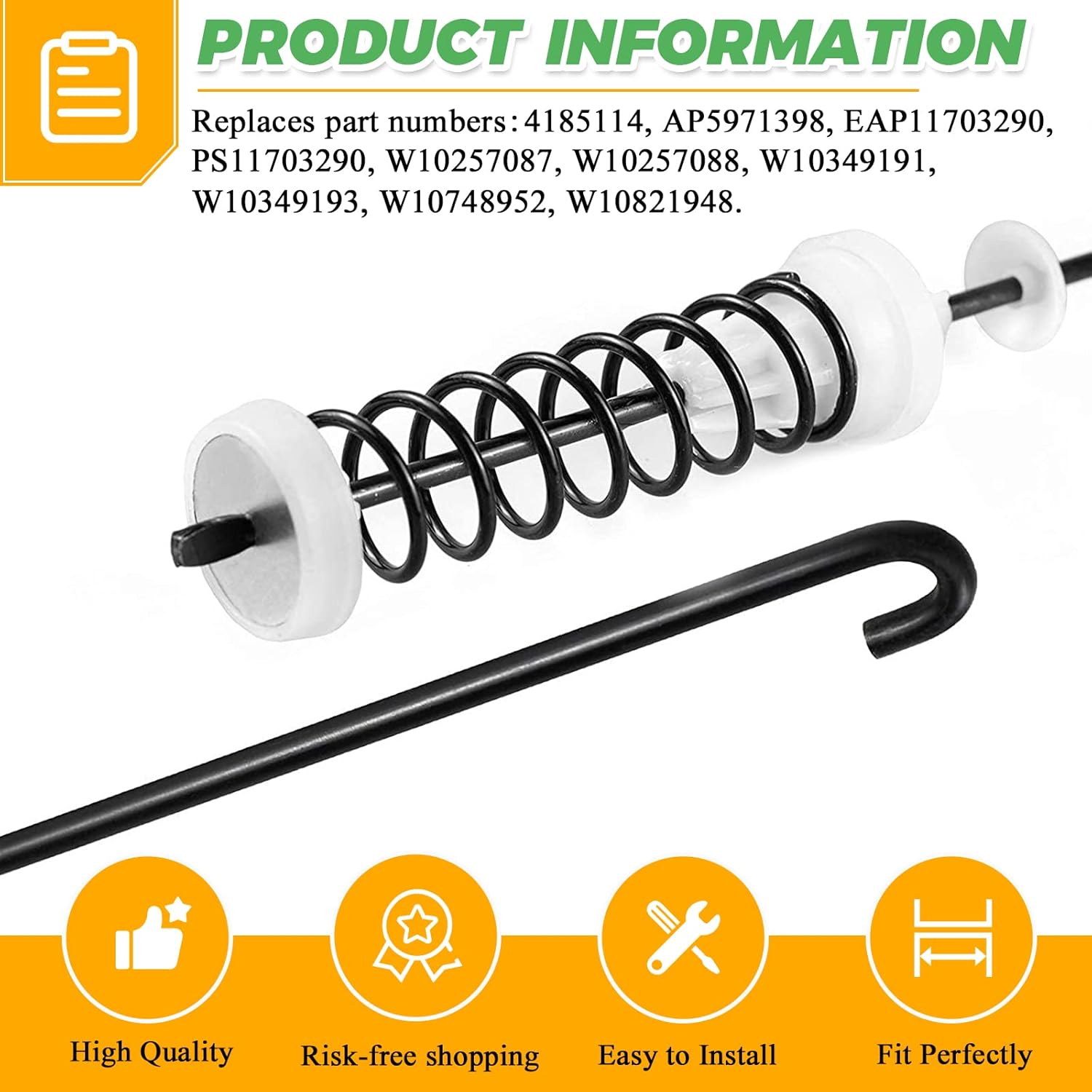 Updated W10780048 WTW4800XQ4 WTW4800XQ1 RTW4640YQ1 ATW4675YQ1 Washer Suspension Rod Replacement