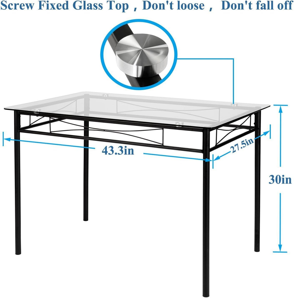 Dining Table Set for 4, Kitchen Table with Upholstered Chairs, VECELO BLACK