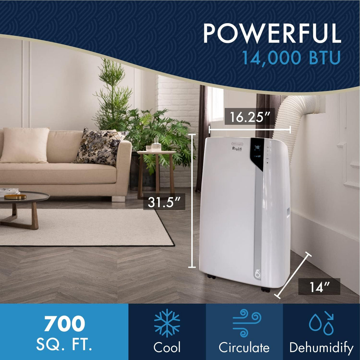Portable Air Conditioner 14,000 BTU,cool extra large rooms up to 700 sqft, EX390LVYN