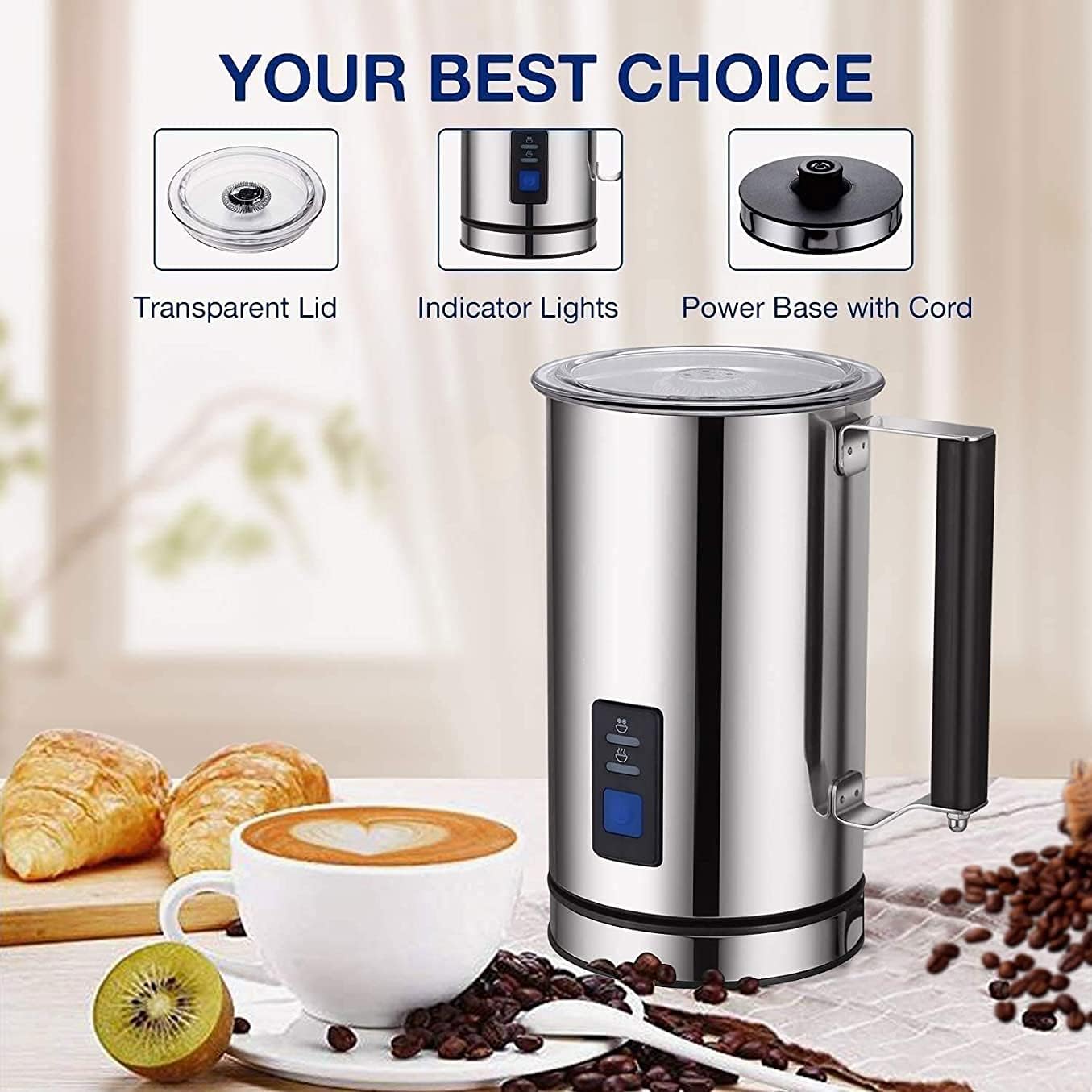 Milk Frother Machine Milk Steamer Stainless Steel Automatic