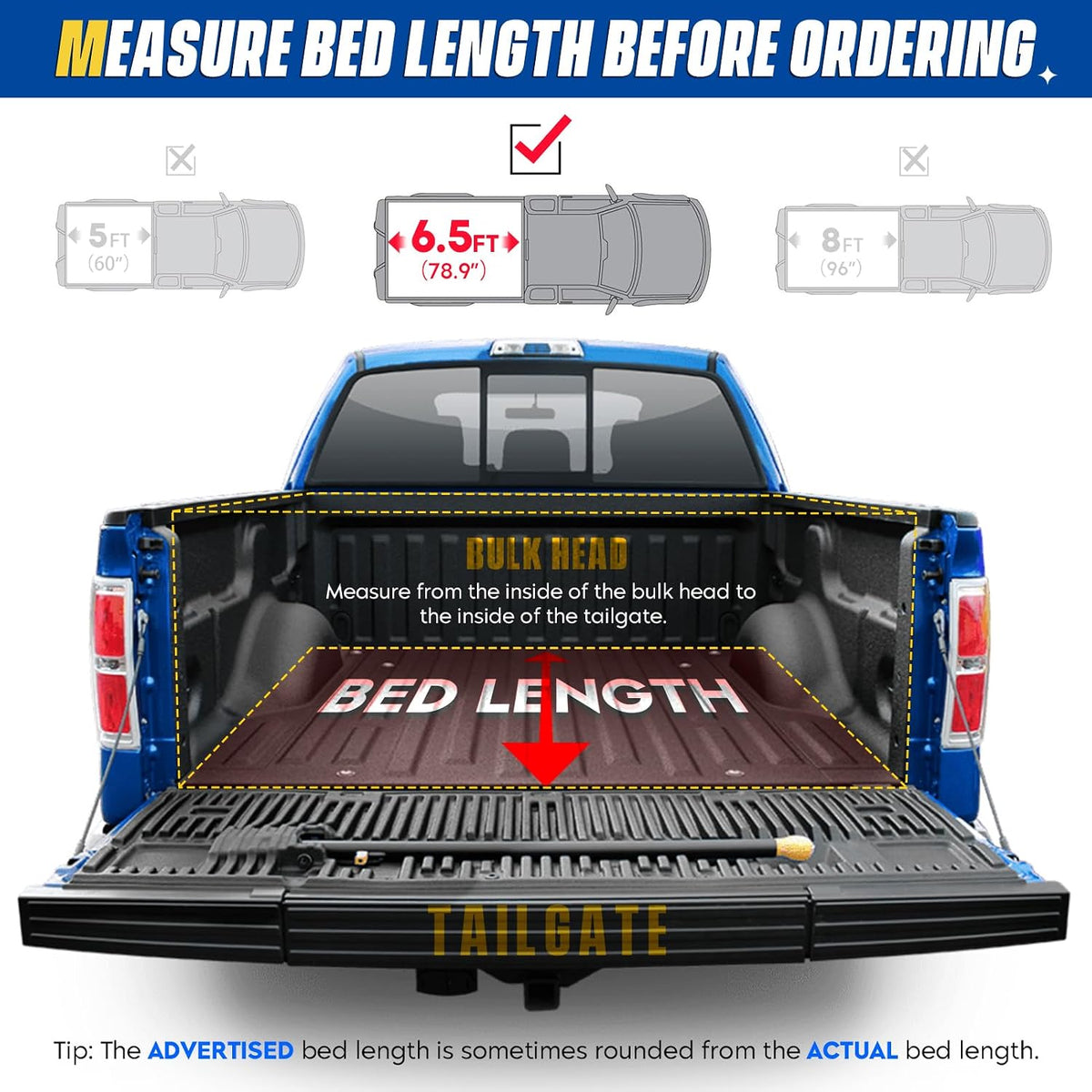 Soft Roll-up 6.5ft Truck Bed Tonneau Cover for Ford F-150 2015-2026 f150