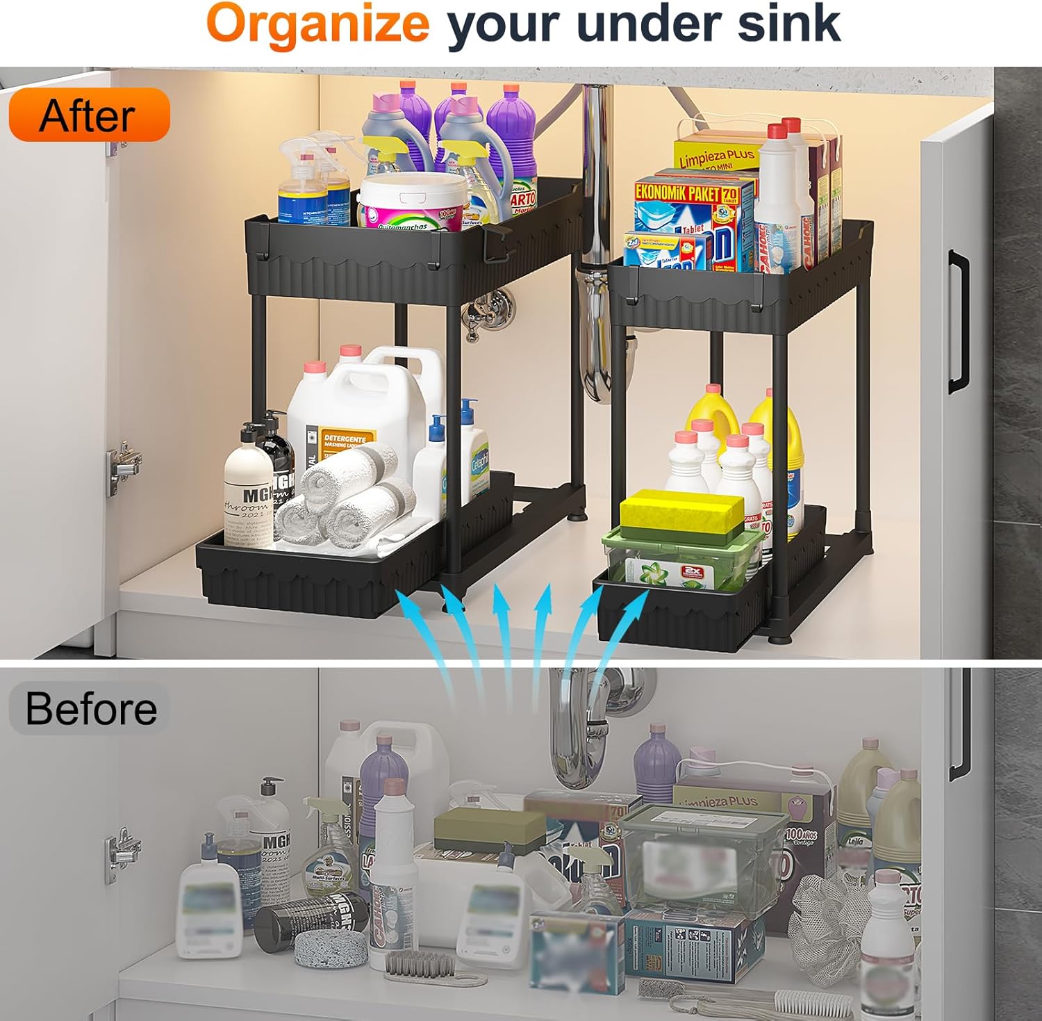2 Pack Under Sink Organizer and Storage