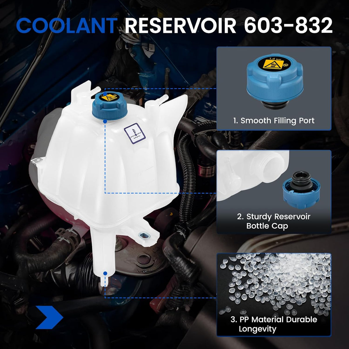 SYKRSS Engine Coolant Reservoir Tank 603-832 Compatible with Ram