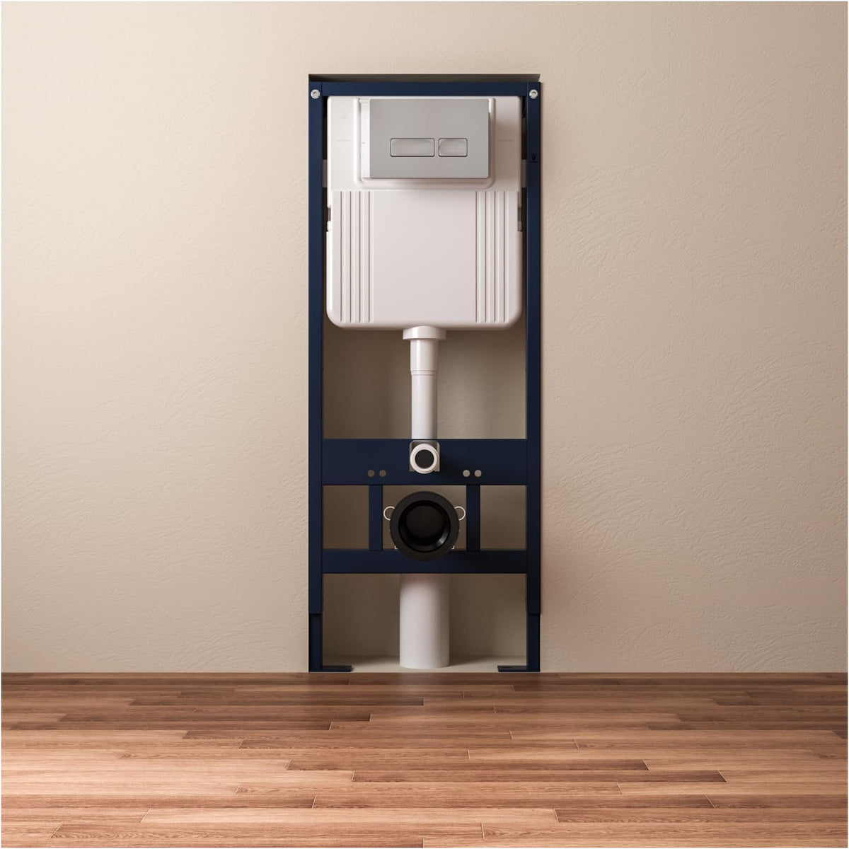 In-Wall Toilet Tank Carrier with Dual-Flush Actuator Plate in Chrome Silver Color, #SS01-M1G