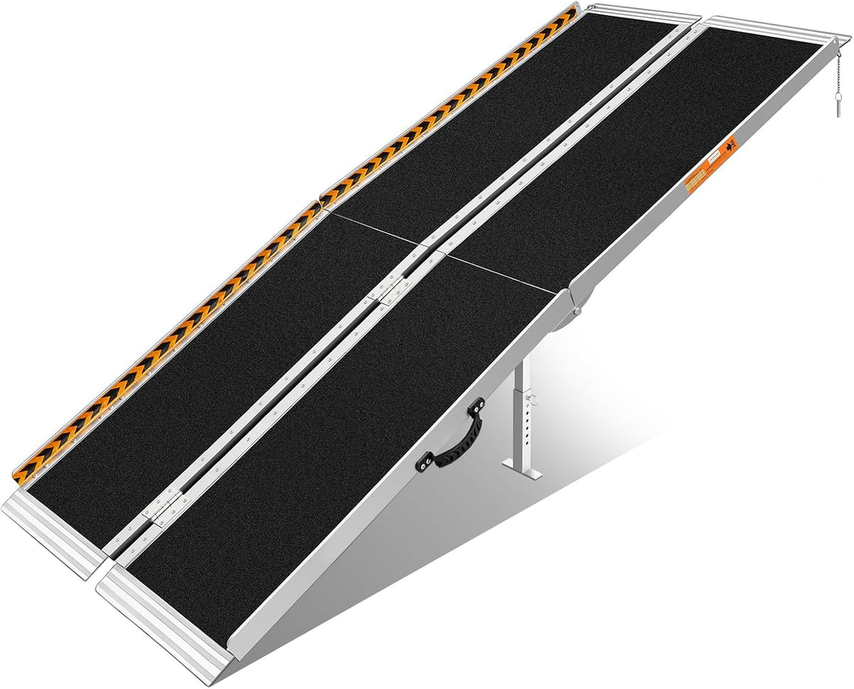 Wheelchair Ramp 96''Lx31.3''W FACHNUO TOOL Non-Skid Aluminum Ramp, 8FT BLACK