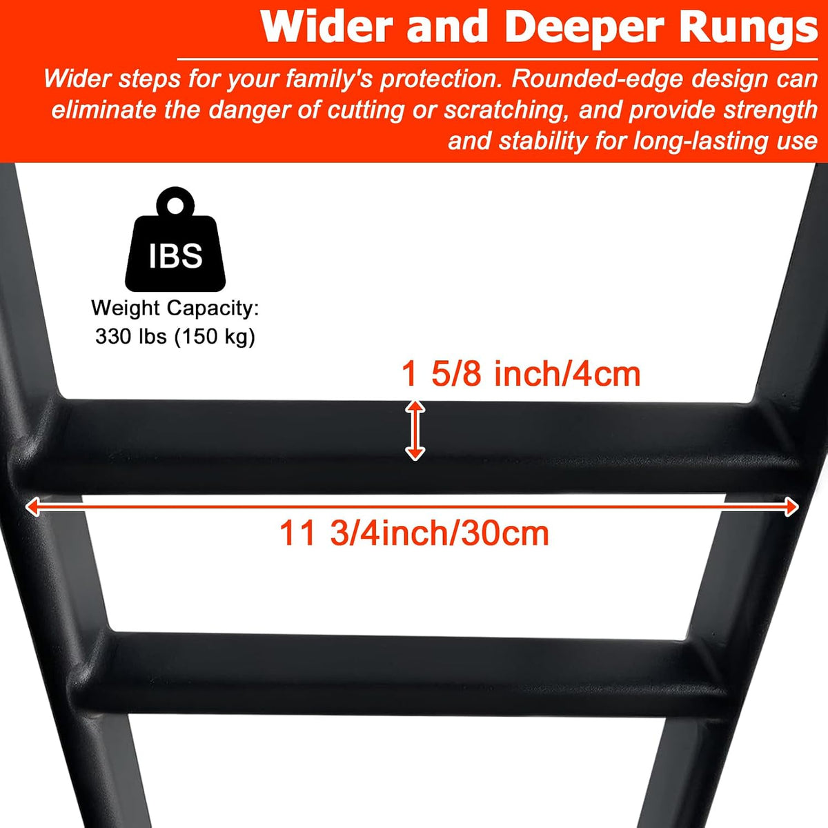 RV Bunk Bed Ladder, 55Inch Heavy Duty Travel Trailer Bed Ladders, (Black, 55inch)