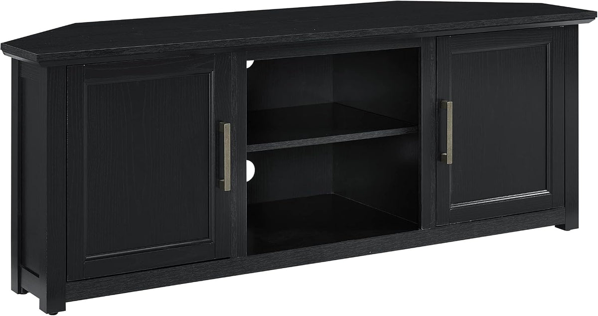 Crosley Furniture Camden 58" Corner TV Stand with Open Storage, Black