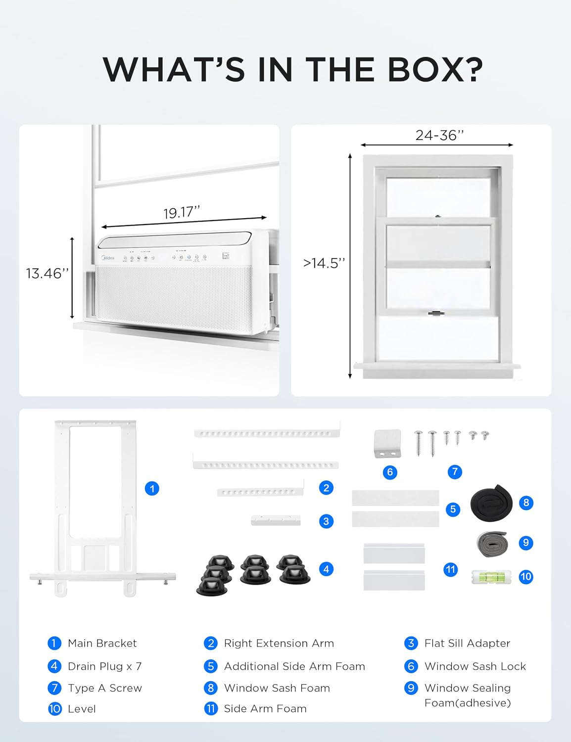 Midea 6,000 BTU U Shaped Window Air Conditioner, Cools up to 250 Sq Ft