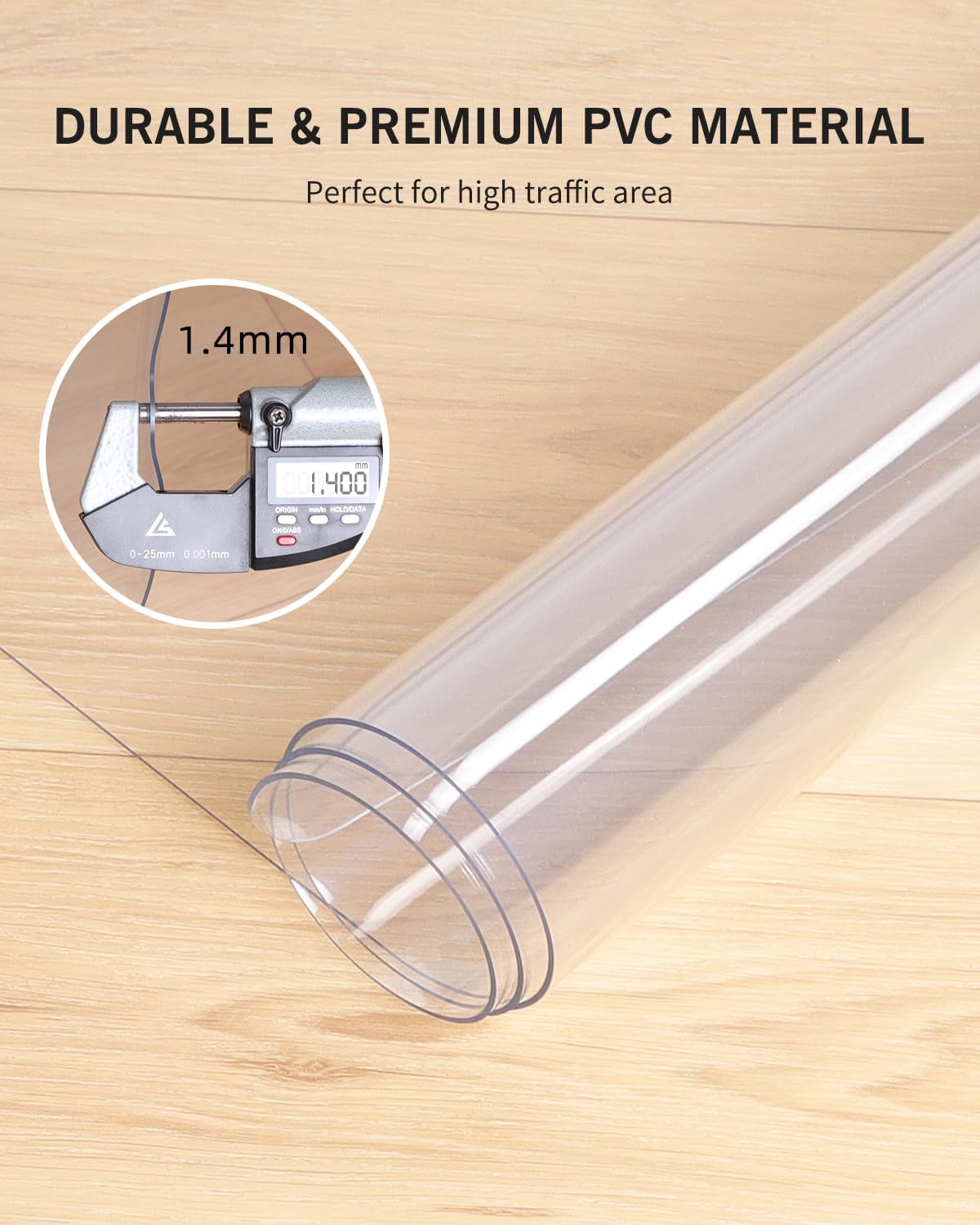 FURKIT Area Mat for Hard Floor, 6'×9' Transparent PVC Area Rug for Home,