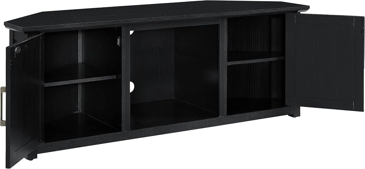 Crosley Furniture Camden 58" Corner TV Stand with Open Storage, Black