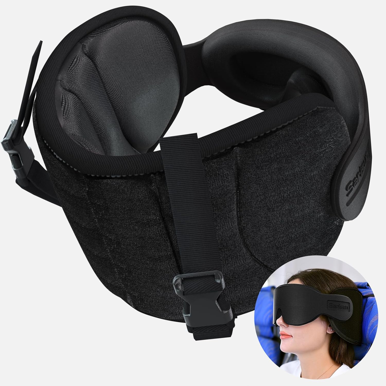 SARISUN Travel Pillow Airplanes, Stable Head Support, Travel Essentials BLACK