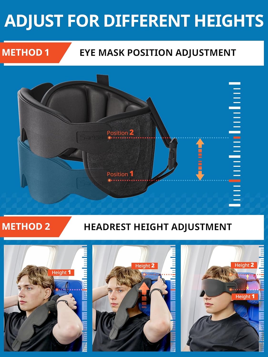 SARISUN Travel Pillow Airplanes, Stable Head Support, Travel Essentials BLACK