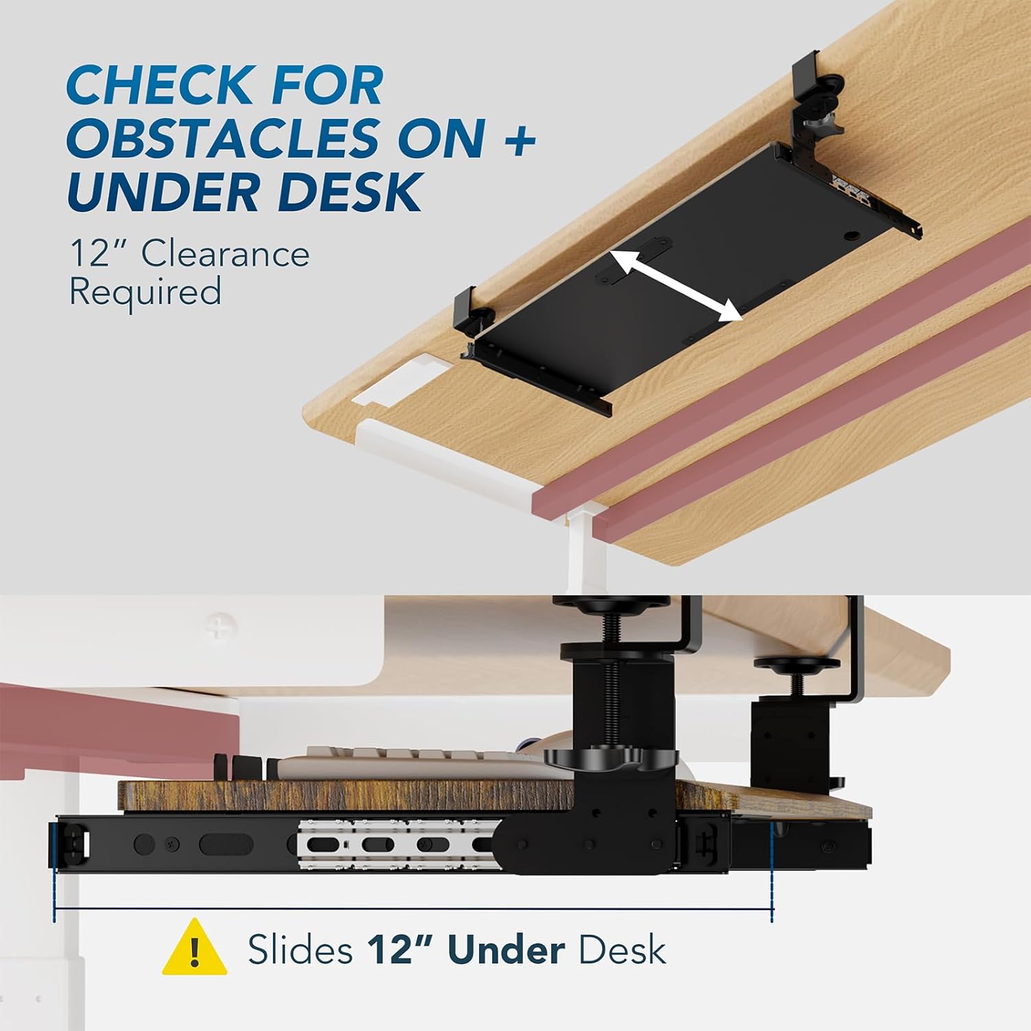 AX WABER Keyboard Tray Under Desk Pull Out, Typing Vintage AX01WG02