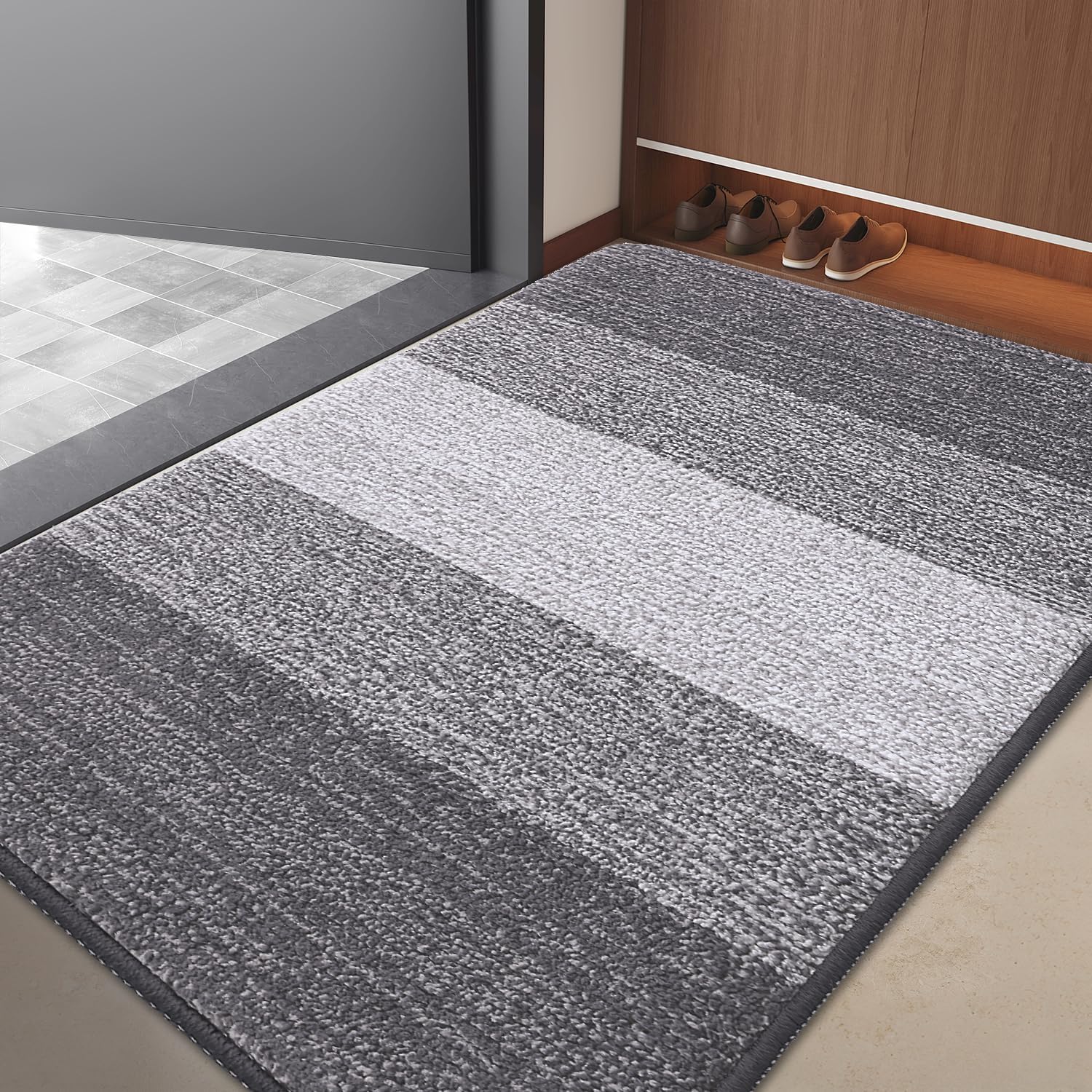 Grandaily Indoor Doormat, Non-Slip M Grey,32" x 48"