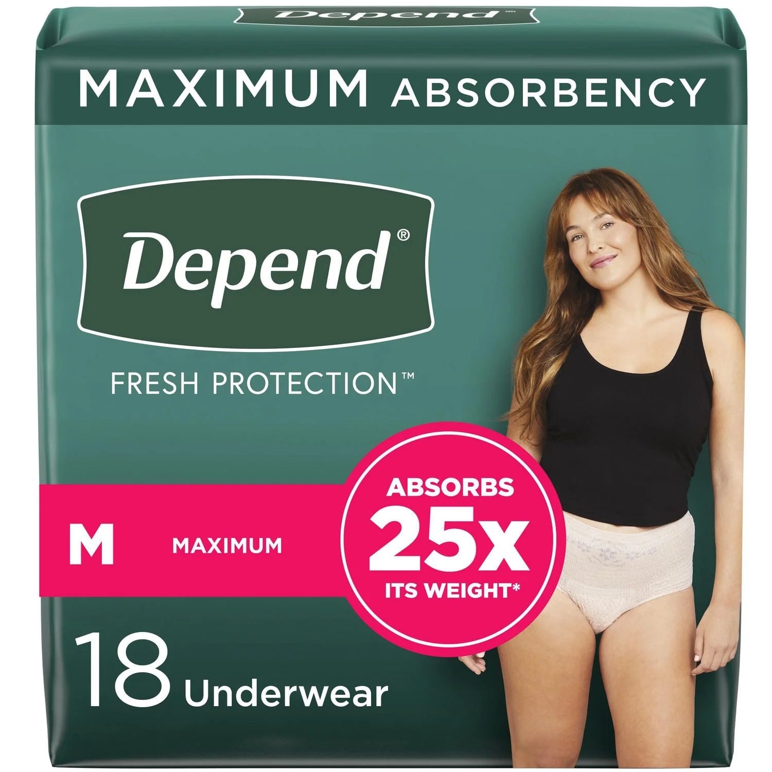 Depend Fresh Protection Adult Incontinence, Women Size M
