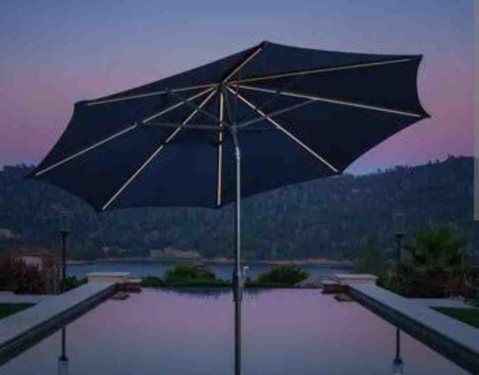 Sunvilla 10ft Market Umbrella With LED Lights, blue.