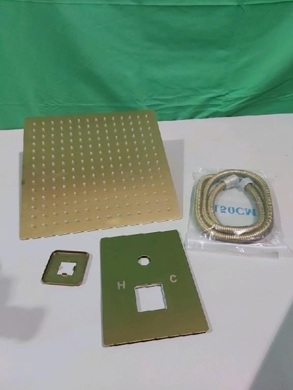 NERDON Shower System, 12 Inch High Pressure Shower Head with Rain Handheld Combo Set, Brushed gold