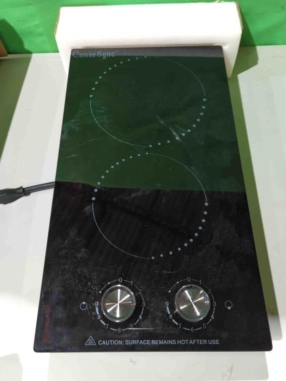 Cusinesync 12 Inch Electric Cooktop, 2 Burner Electric Stove,  2000W,