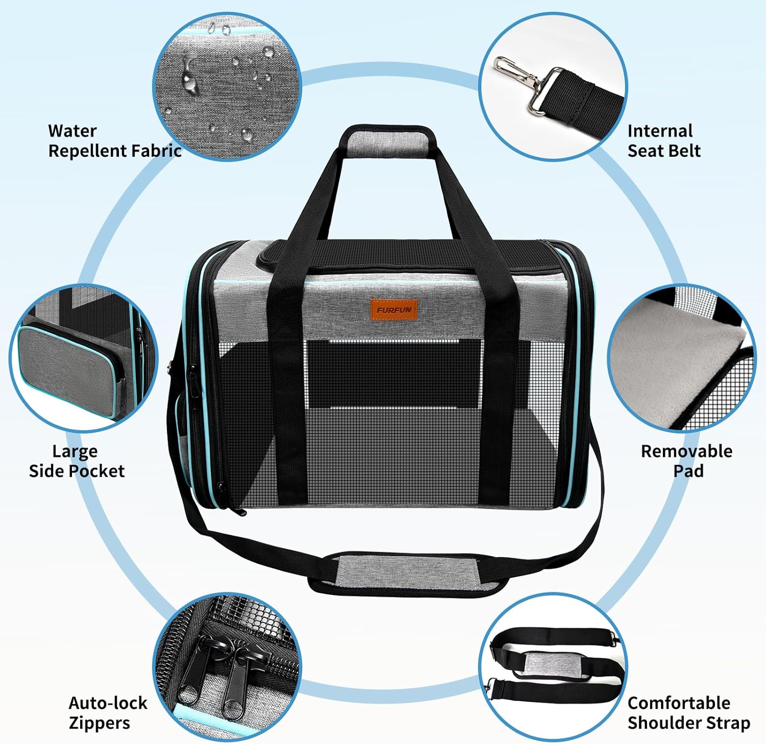 FURFUN Pet Carrier Soft-Sided Carriers for Cats Dogs