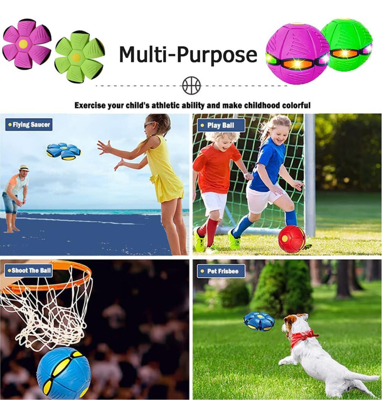 Flying Saucer Ball Dog Toy, Dog Disc Toy Creative Decompression Pop Up Ball Toy, Flying Disc Turns Into A Ball,Blue-1PC