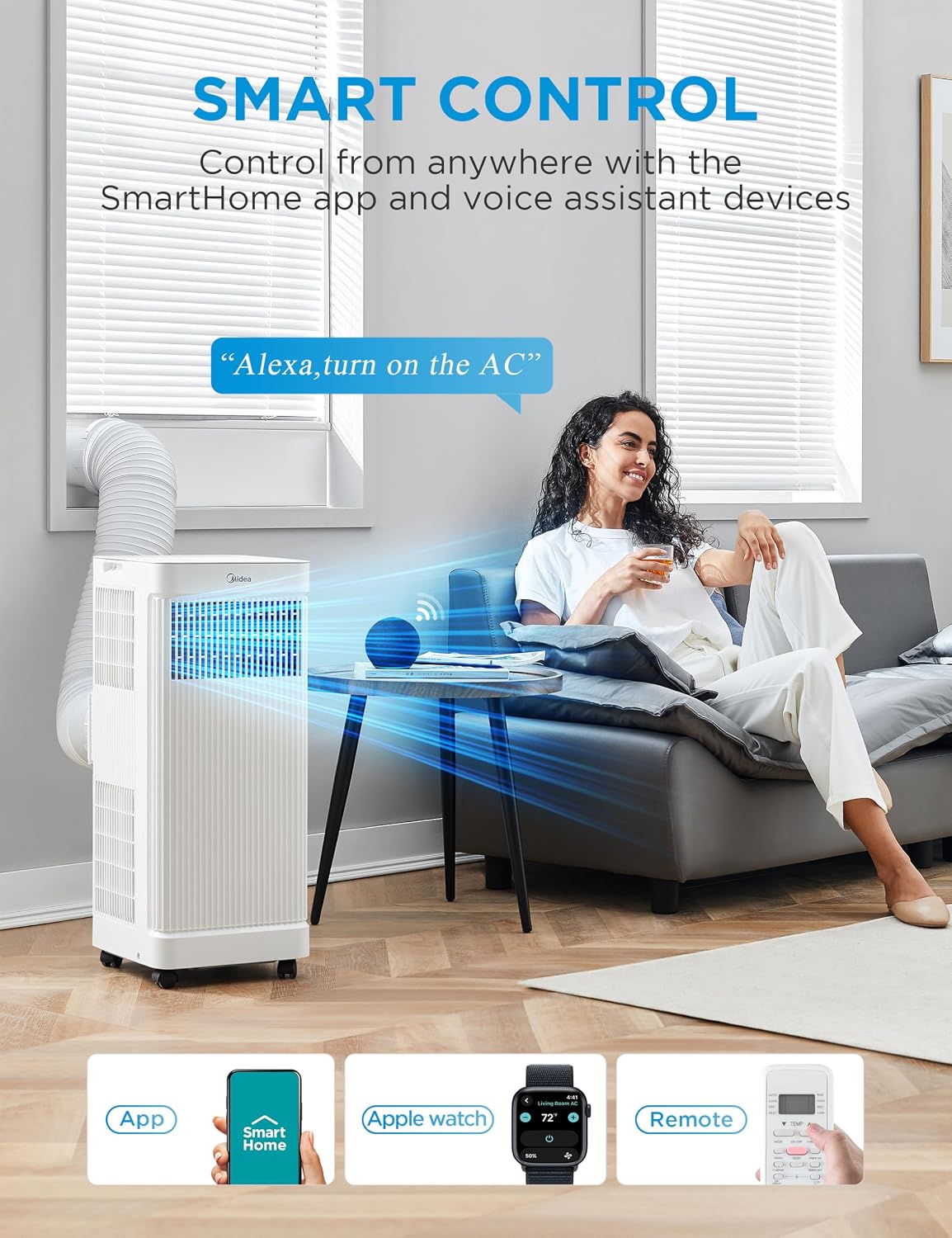 Midea 10,000 BTU ASHRAE (7,100 BTU SACC) Portable Air Conditioner,
