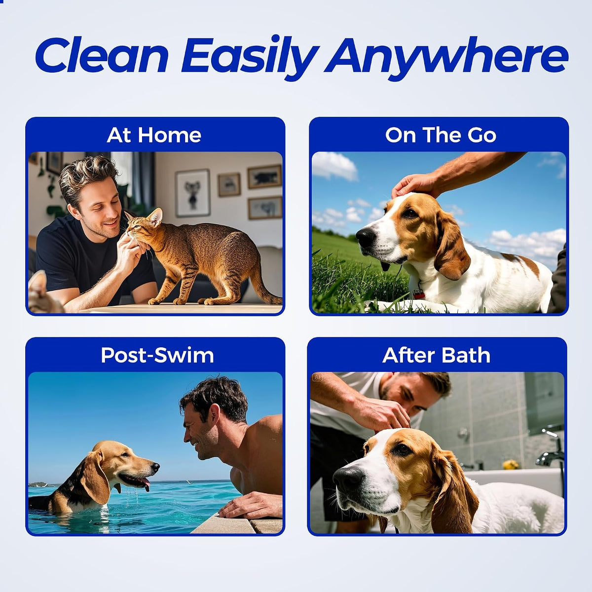 Wellix Pet Ear Cleaner Wipes for Dogs & Cats, Perfect Finger Fit, 100 Count (400 Wipes Total)