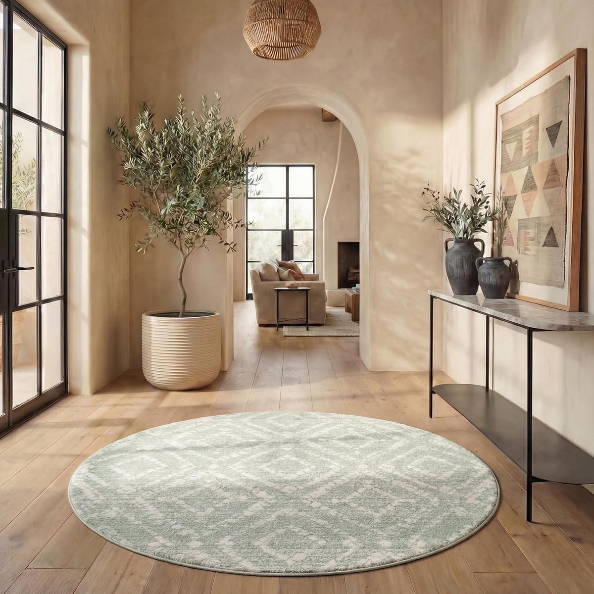 SAFAVIEH Adirondack Collection 6' Round Green/Ivory ADR131Y